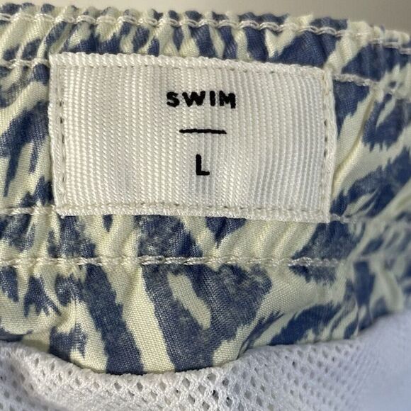 PACSUN Swim Shorts Mens Large Blue Print Mesh Lined Trunks Pockets Drawstring - Picture 9 of 11